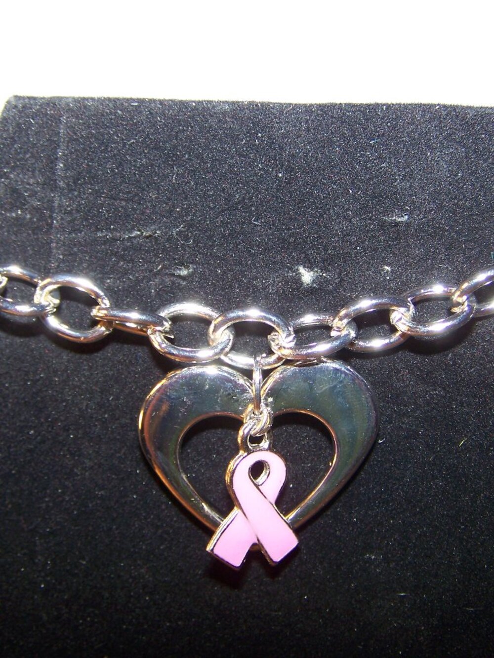 Beauty Collection Pink Ribbon Heart Charm Bracelet